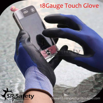 SRSAFETY 18 gauge nylon pu smartphone gloves